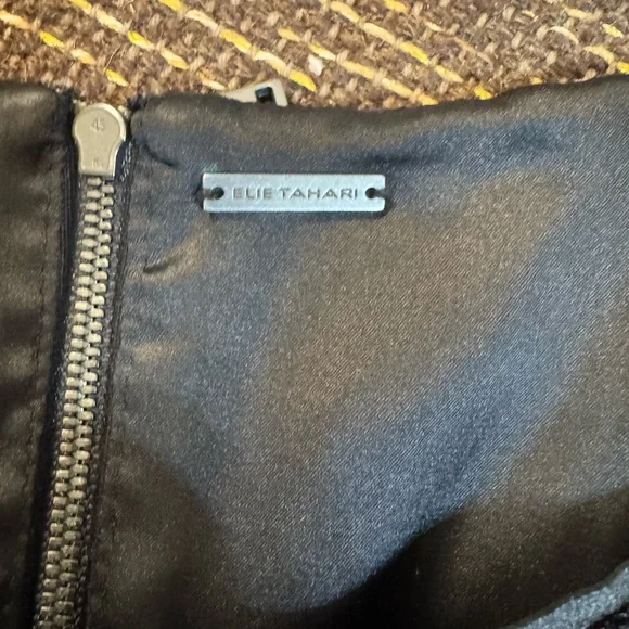 Elie Tahari Chevron Patterned Midi Dress in Black and Pink - Picture 2 of 3